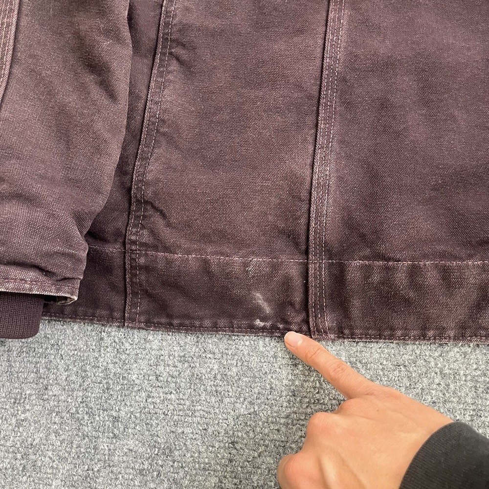 Carhartt WJ141 DWN Deep Wine‎ Duck Canvas Sherpa Hooded Work Jacket Women's M - Picture 16 of 16